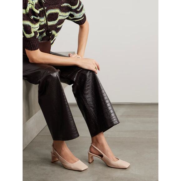 Aeyde Eliza Leather Slingback Pumps - 7 - Cream - Picture 4 of 4